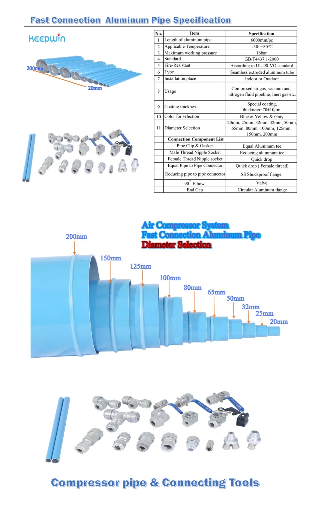 Quick-Pipe Compressed Air Pipe DN 20 ~ DN 200 OEM Customizing Compressor Part Pipe